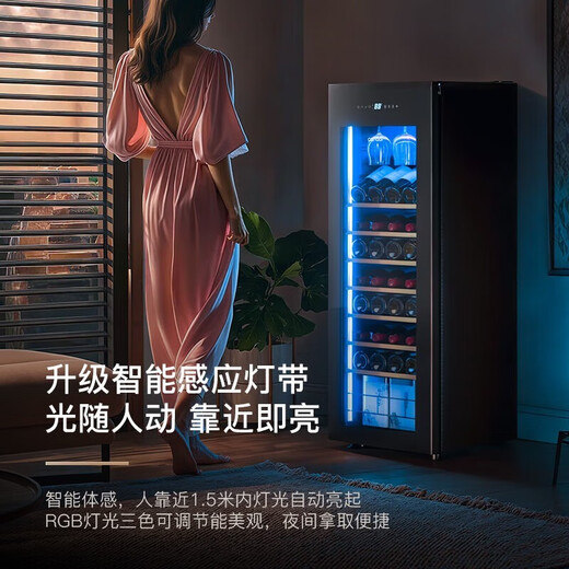 Candor Constant Temperature Red Wine Cabinet Home Wine Cabinet Living Room Office Small Red Wine Tea Beverage Refrigerator Fresh Cabinet Wine Cabinet Ice Bar Dual-Purpose | CN-142 142L