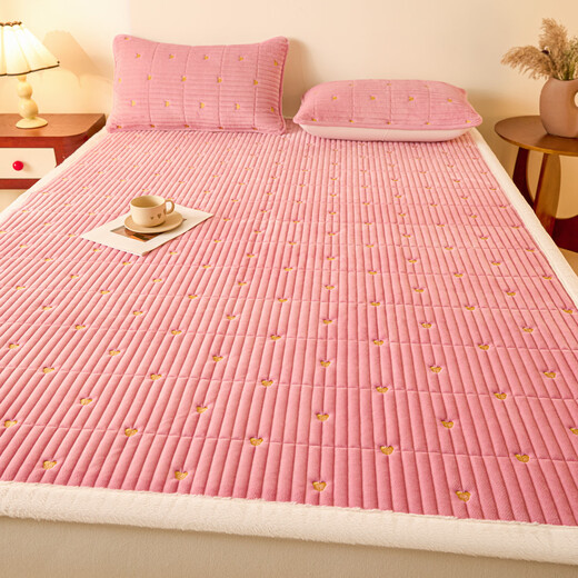CARTELO crocodile (CARTELO) Class A baby velvet embroidered quilted mattress cushion home bedroom mattress plus velvet thickened cushion 2025 new style Xiongxiong-bean paste powder 150*200cm single mattress + pillowcase pair