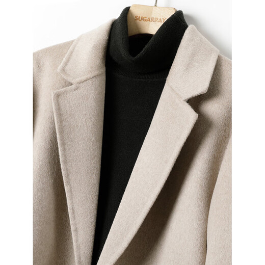 ROMON light luxury pure cashmere coat men's autumn and winter double-sided mid-length wool coat thickened windbreaker casual woolen light gray (no liner) 30% cashmere + 70% wool XL /180 (weight 150-165Jin Jin is equal to 0.5 kg)