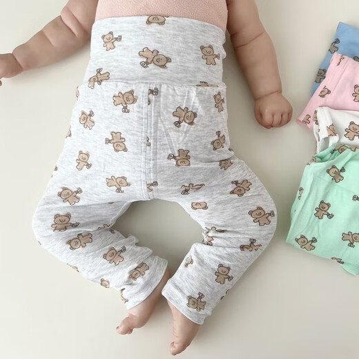 小红书爆款新生儿夏季薄款婴儿无骨高腰护肚裤子男女宝宝莫代230 粉红色欢乐熊薄款护肚裤 cm新生儿2个月 59