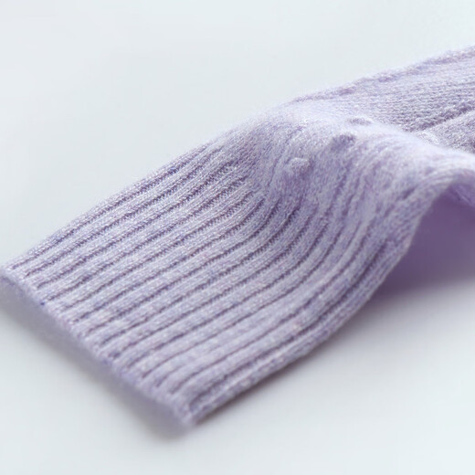 PALUOPO 100% Cashmere Autumn and Winter Hollow Cable Design Lady's Loose Temperament Knitted Cashmere Sweater for Women Light Purple Flower XL 110