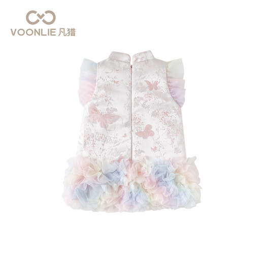 Fanlie VOONLIE girls' national style dress winter style baby princess plus velvet quilted cheongsam dress baby one-year-old dress winter pink 80 cm