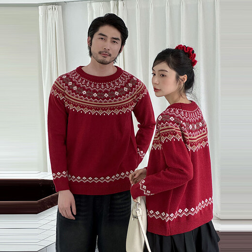 Mishid Christmas parent-child wear sweater ethnic style parent-child wear autumn and winter new personality versatile sweater family of three or four saints ethnic style sweater cm 80