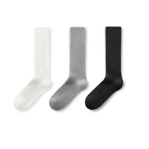 There is a tree (YOUKESHU) piles of socks There is a tree stockings for women spring and summer knitted high white socks with boots white calf socks original white + light hemp gray + dusk black one size