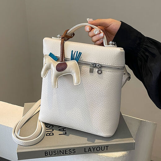 Korean style simple casual backpack for women 2024 niche simple ins trend bucket bag style versatile women's bag black