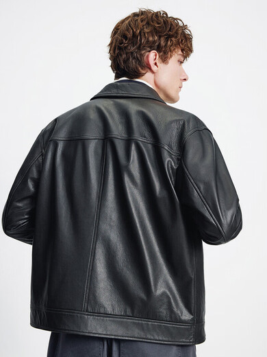 Navigare Italian sailboat lapel genuine leather jacket for men 2025 autumn new old money style cowhide jacket Dark Night Black 0979 S