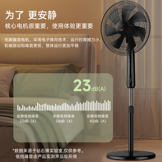 DIAMOND Floor Fan Household Electric Fan Level 1 Energy Efficiency + DC Frequency Conversion + Pure Copper Motor Intelligent Control Large Wind Shaking Fan Energy Saving Bedroom Living Room Dormitory Fan ZFM07 Voice Intelligent Control Frequency Converter Light Sound Temperature Sensing Wind Adjustment