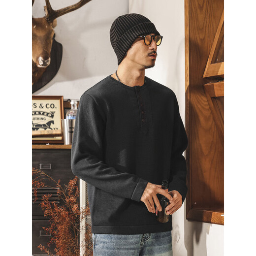 ISI Warm Autumn American Revival Old Money Henry Collar Sweater Men's Spring and Autumn New Style Knitted Sweater Top Loose Lazy Style Wool Blue Gray S _Suitable for 90-110Jin Jin equals 0.5 kg