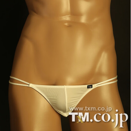 New Men's Thong Fashion Sexy Single Thong Iron Ring Breathable Transparent Gay Men's Underwear T-Pants Black S