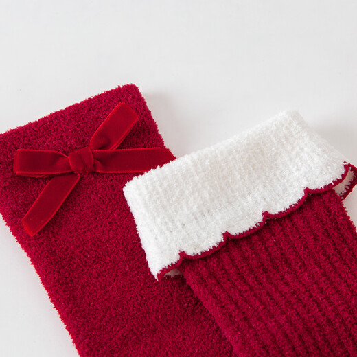 Minibala new year baby socks newborn soft breathable red stockings 2 pairs 2026 new product