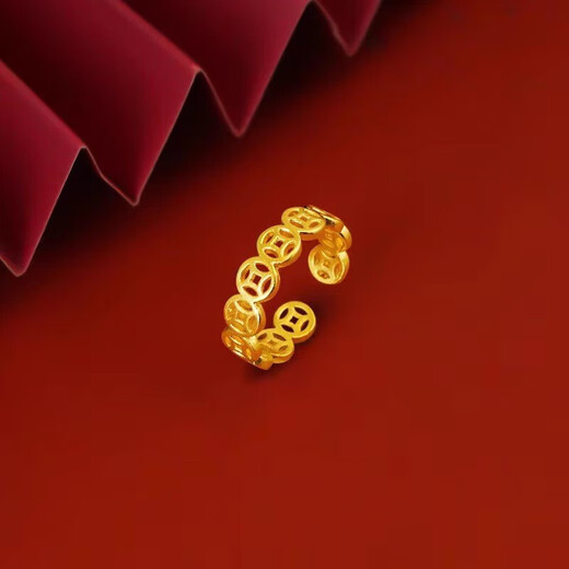 Get Rich Small Copper Coin Ring for Women Retro National Style Coin Ring Internet Celebrity Vietnamese Sand Gold Openable Ring Gold Copper Coin Ring Open Style