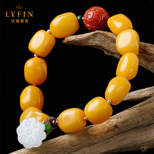 La Yun Feiyin Baltic Sea Beeswax Bracelet Women's Single Circle Original Light Luxury DIY Bracelet Fashionable White Lotus Pendant Bracelet