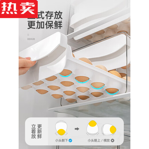 MZXM Japan importierte hochwertige Kühlschrank-Eier-Aufbewahrungsbox, Crisper-Küchenorganisation, Artefakt-Rack, Eierbox, speziell 1 doppelschichtige Eierbox + 1 umgedrehte Schubladenbox, sparen Sie 3,8 Yuan