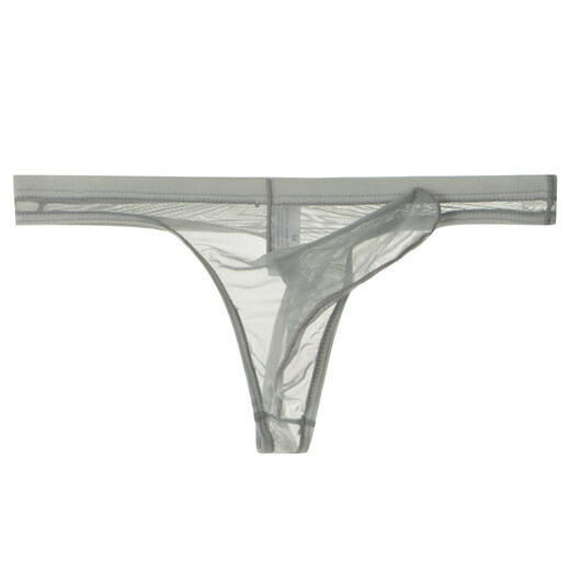 JUNYEON men's underwear ultra-thin mesh transparent thong elephant trunk bullet separated see-through white M