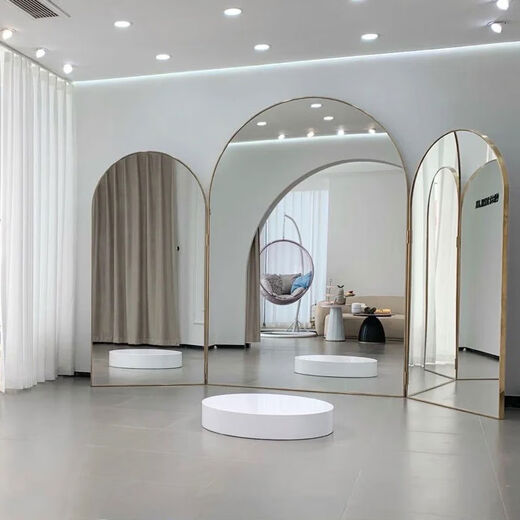 Yusenyi arched bridal shop fitting mirror, ultra-white mirror, beauty mirror, fitting mirror, three-way mirror, 30% off stackable full-body floor-standing mirror, single-way mirror with separate connection, no other