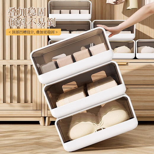 BREEINS underwear storage box underwear storage box drawer-type home compartment storage box under the bed wardrobe underwear bra large white 15 grid-sock box