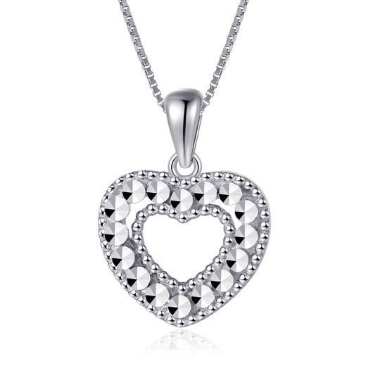 Wanfulong genuine platinum 950 wheel love pendant necklace, simple, fashionable, high-end, light luxury, niche gift for friends, platinum 950 wheel love pendant, free 925 silver chain 2.8g