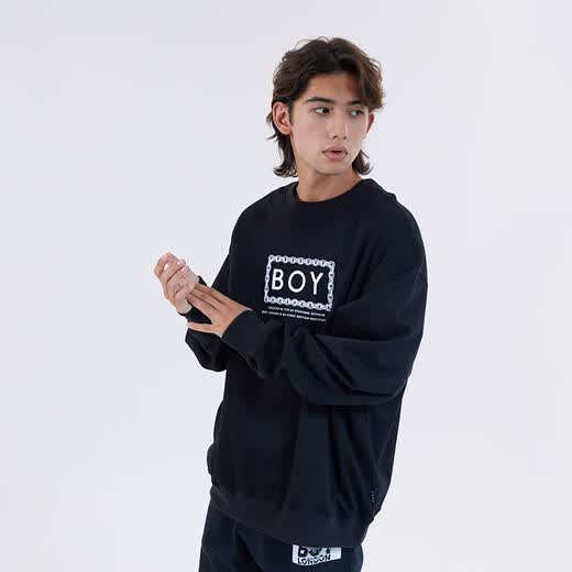 BOY LONDONBoyLondonFW22 chain letter pullover sweatshirt for men and women, black, black L
