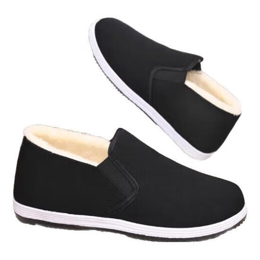 Winter old Beijing cotton shoes for men 2025 velvet thickened non-slip middle-aged and elderly warm casual walking shoes black 41