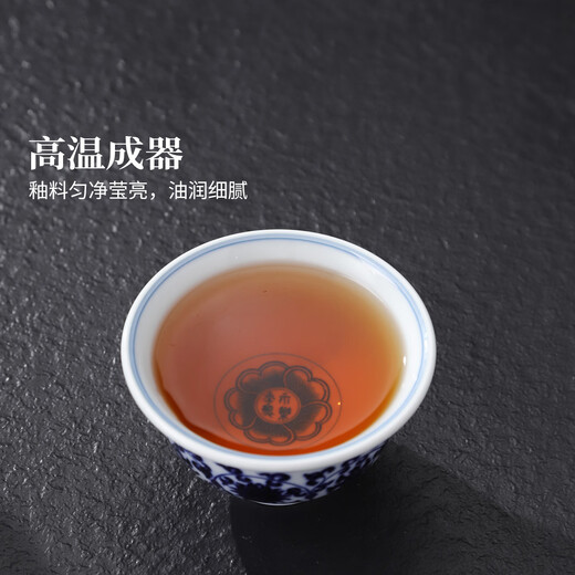 Jingdezhen (jdz) ceramic tea cup, hand-painted blue and white master cup, Chinese style collection, lotus root, pressed hand cup, high-end gift for elders and friends