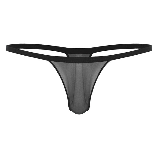 PYONGRAINS men's thong sexy underwear high elastic thin mesh soft transparent breathable sexy seamless white S