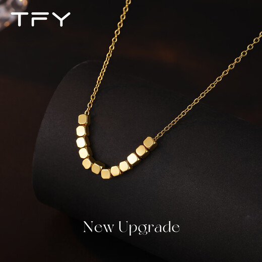 TFY small sugar cube sweater necklace for women 2025 new light luxury niche design high-end autumn and winter retro titanium steel accessories small sugar cube sweater chain