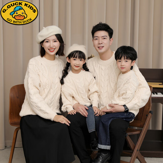 G.duck fried street parent-child clothing for a family of three 2025 new autumn clothing for mother and daughter New Year and winter clothing high-end red sweater trend red 165 adult size S