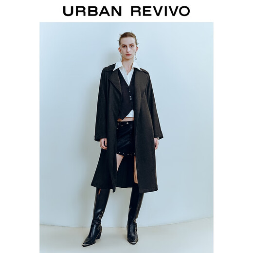 UR2025 new autumn women's temperament belt coat woolen jacket UWM150032+ black M