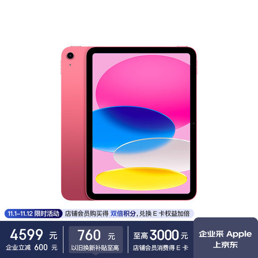 Apple iPad 11英寸平板电脑  25年款（512GB WLAN版 MD5C4CH/A）粉色*企业专享