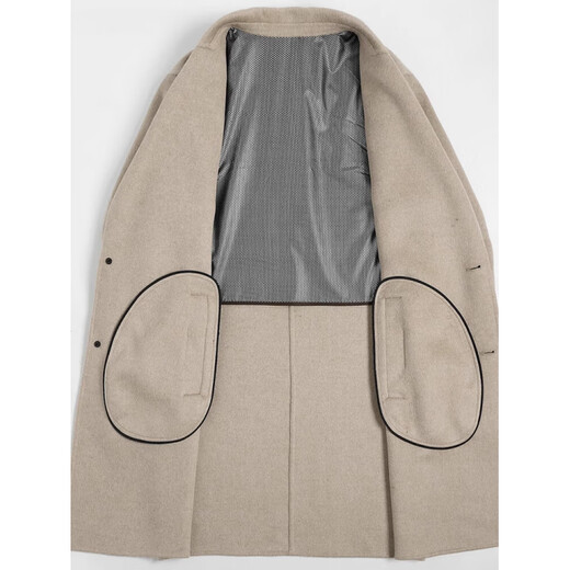 ROMON light luxury pure cashmere coat men's autumn and winter double-sided mid-length wool coat thickened windbreaker casual woolen light gray (no liner) 30% cashmere + 70% wool XL /180 (weight 150-165Jin Jin is equal to 0.5 kg)