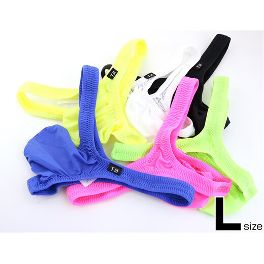 PYONGRAINS men's nude translucent thong thin ice silk sexy thong underwear sexy temptation black S