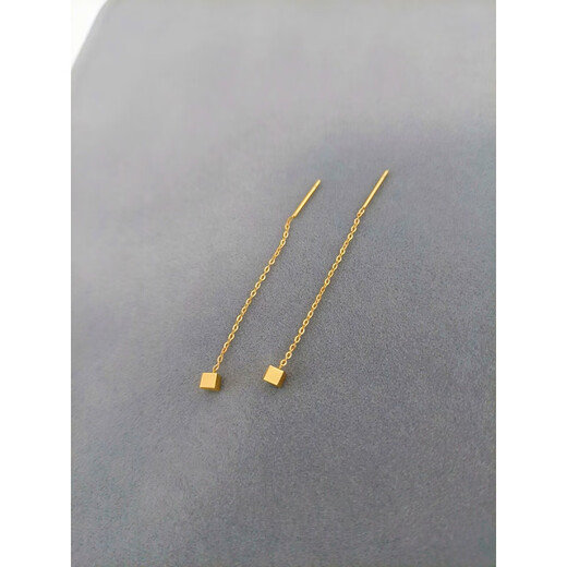 Pumanzhuji slimming face, not easy to fade, 18K gold geometric small square earrings, simple daily hypoallergenic small earrings, gold 1 pair