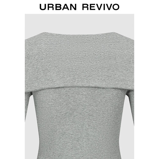 UR2026 Spring New Women's Urban Design Lace V Neck Slim T-shirt UWU450038 Gray L