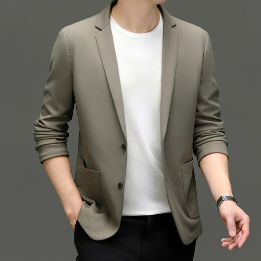 JOEONE high-end casual suits for men 2025 new spring and autumn business casual jackets fashion slim suits black M recommended 100-125 Jin Jin equals 0.5 kg