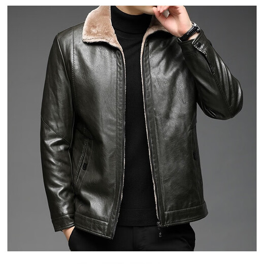 Hengyuanxiang leather jacket men's 2025 winter new velvet thickened jacket business casual cold-proof warm fur collar jacket men's clothing