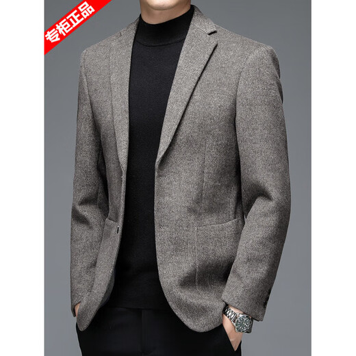 AX Armani wool suit woolen coat men's autumn and winter short woolen coat single suit black gray M size 170
