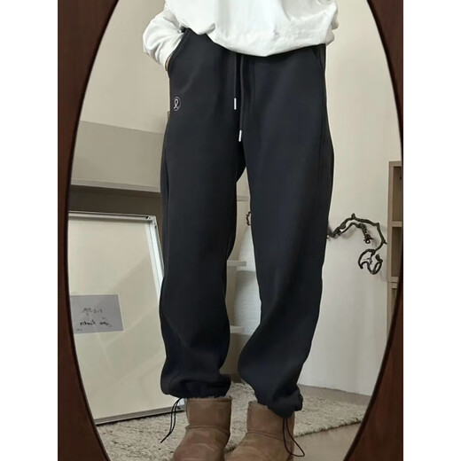 LULU 25th autumn and winter style windproof pants for men and women, soft and waxy, skin-friendly, warm and cold-proof, slimming, thick composite velvet scimitar pants, off-white L 4