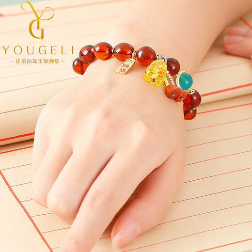Yogurt natural amber casual bracelet raw stone blood amber women's bracelet beads 8*9mm