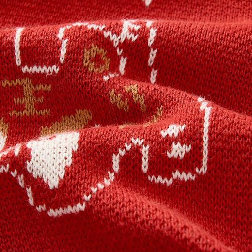 Tongtai (TONGTAI) baby sweater cardigan winter pure cotton children's clothes outing knitted jacket festive New Year red 100cm
