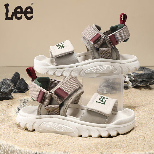 Lee children's shoes summer children's sandals girls black hollow sports beach shoes boys and girls beige 26 recommended foot length 159.5mm