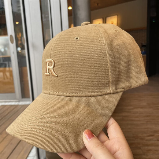 Baseball cap men's high top hard top women's fashion peaked cap letter embroidered sun hat ins simple and versatile to show small face gray _R letter adjustable