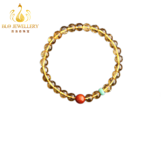 Bailuoqi Natural Citrine Bracelet Southern Red Bead Bracelet Women's Lucky Bracelet Beads 8mm