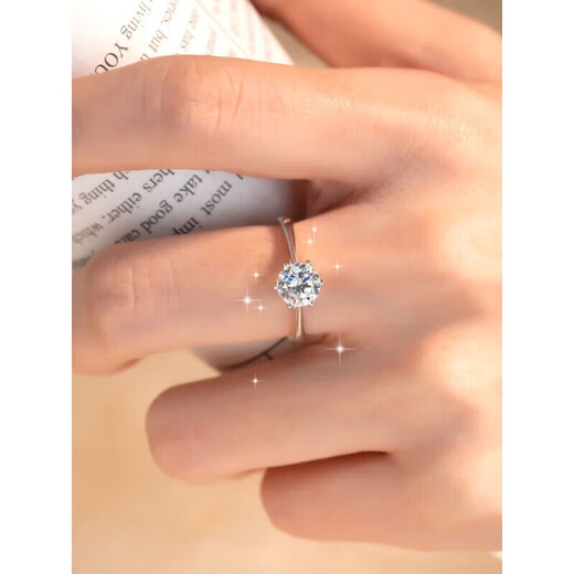 DR one carat D color moissanite diamond ring for women, classic six-claw opening, custom engraving, proposal, wedding, Valentine's Day gift, classic six-claw 1 carat, live mouth, adjustable size