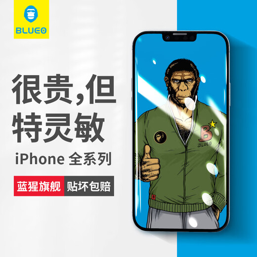 Mr. Blue Monkey Blue Monkey is suitable for Apple 17 tempered film ar anti-reflective high-definition iphone16promax mobile phone film 15 anti-peeping - fine edge dustproof screen printing hard edge earpiece iPhone16