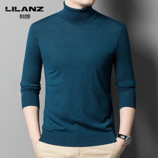 Lilang Light Luxury Turtleneck Worsted Wool Sweater Men's Spring and Autumn Thin Long Sleeve Bottoming Shirt 100 Pure Wool 60 Count Super Fine Black Thin Section 4XL (190)