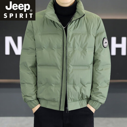 JEEP SPIRIT Lightweight Down Jacket Men's Winter 2025 New Simple Stand-up Collar Jacket Trendy Casual Coldproof Wear Youth Top Black XL