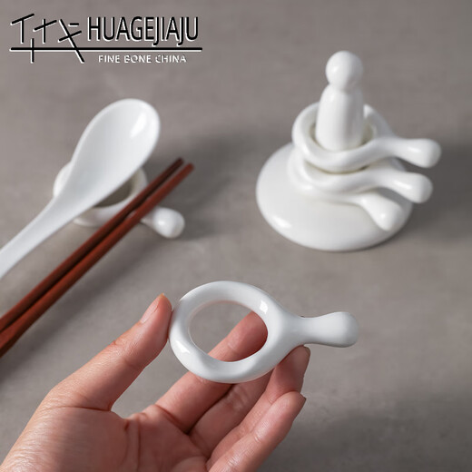 Lange creative Japanese chopstick holder household chopstick holder ceramic chopstick pillow Korean chopstick holder chopstick holder drag chopstick pad spoon rest 1 set of 5 breakfast spoons and 5 mahogany chopsticks