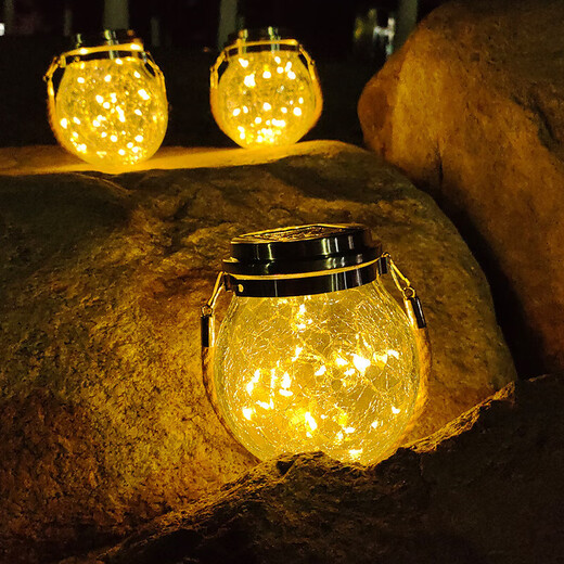 Solar crackle ambient light, outdoor waterproof garden decorative light, no need to plug in, light control LED garden star light, solar crackle light, warm light type 1 pack