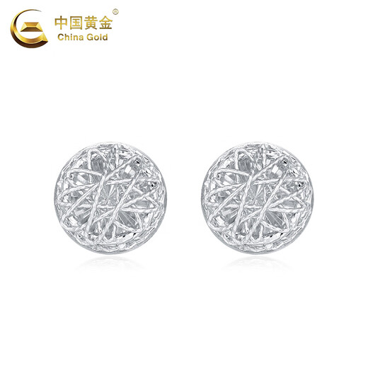 China Gold (CHINA GOLD) PT950 platinum wire-wound round earrings for women, new high-end, Valentine's Day birthday gift for girlfriend and wife, platinum wire-wound round earrings, one pair, about 2.9g