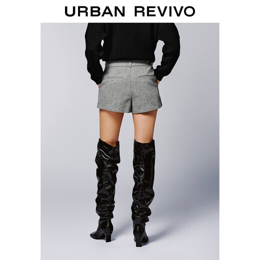 UR2025 Autumn New Women's Charming Commuting Simple Textured Shorts UWG650091 Warm Gray XL